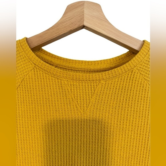 Cat & Jack Yellow Waffle Knit Shirt with Elastic Cuffed Sleeves Size L 10/12 ☀️ - Picture 6 of 13